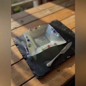 Decorative Artisan 10x10 Glass Bowl with Colorful Accents